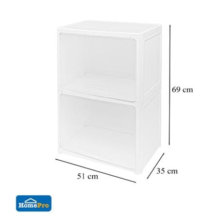 2 TIER DRAWER CATE STACKO 51X35X69CM WHITE