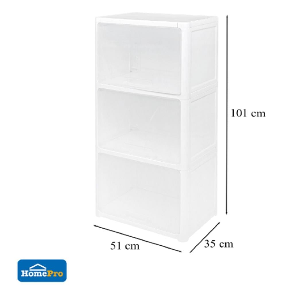 3 TIER DRAWER CATE STACKO 51X35X101CM WHITE