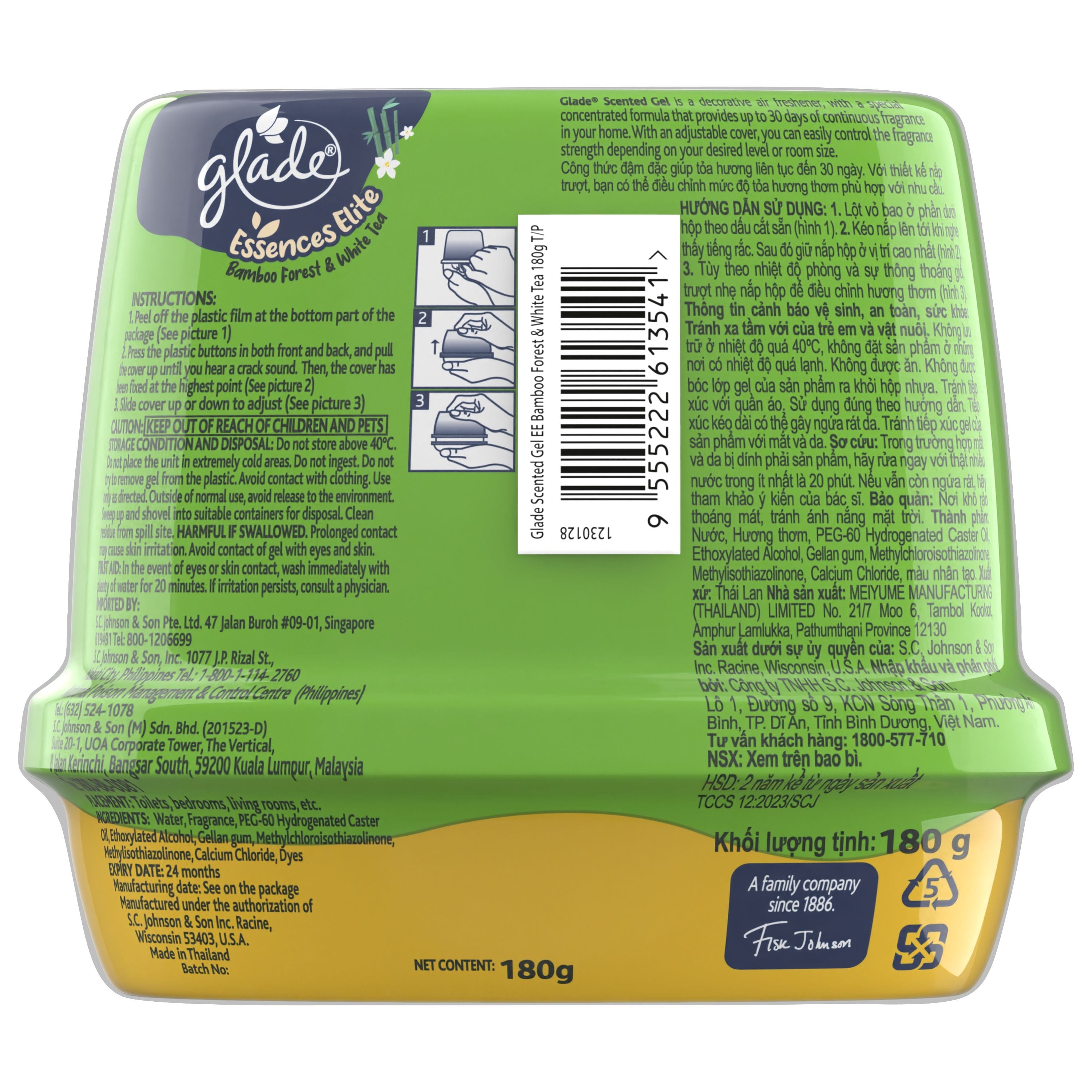 SCENTED GEL GLADE ESSENCES ELITE 180G TWIN PACK BAMBOO FOREST & WHITE TEA