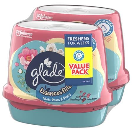 SCENTED GEL GLADE  ESSENCES ELITE 180G TWIN PACK WHITE ROSES & PEONY