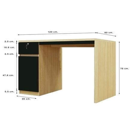 OFFICE DESK BURO REVOLUTION DK120 LR 120CM NATURAL ASH/BLACK [EXCLUSIVE FROM HOMEPRO THAILAND]
