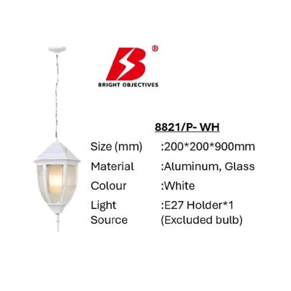 PRE-ORDER BRIGHT OBJECTIVES PENDANT OUTDOOR LAMP 8821/P 900MM E27 WHITE