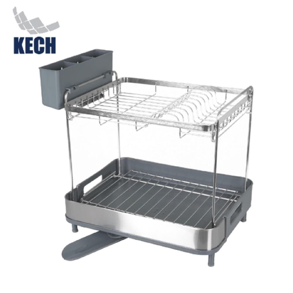 2 TIER STAINLESS STEEL DISH AND GLASS DRYING RACK KECH METAL