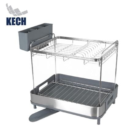 2 TIER STAINLESS STEEL DISH AND GLASS DRYING RACK KECH METAL