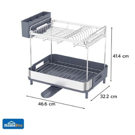 2 TIER STAINLESS STEEL DISH AND GLASS DRYING RACK KECH METAL