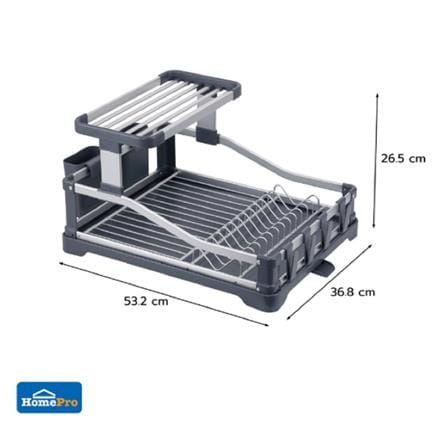 ALUMINIUM DISH RACK 2 TIER TRAY NOBLE KECH 53.2X36.8X26.5CM GREY