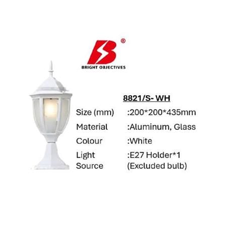 PRE-ORDER BRIGHT OBJECTIVES GATE LAMP 8821/S 435MM E27 WHITE