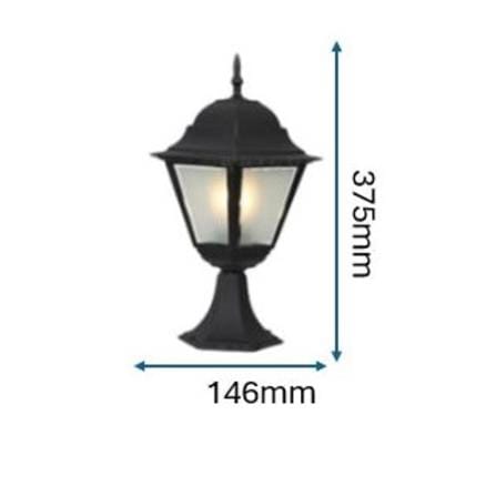 PRE-ORDER BRIGHT OBJECTIVES GATE LAMP 8823/S 375MM E27 BLACK