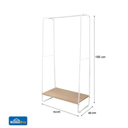 CLOTH RACK WITH 1 SHELF 79X40X150CM PLIM WHITE