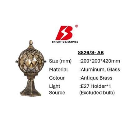 PRE-ORDER BRIGHT OBJECTIVES GATE LAMP 8826/S 420MM E27 ANTIQUE BRASS