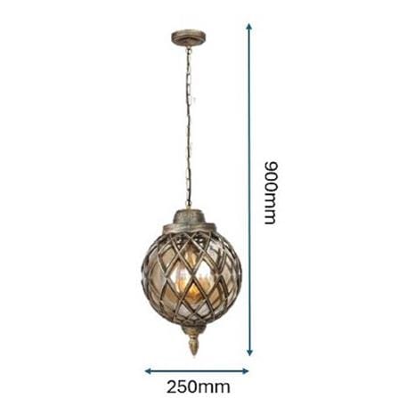 PRE-ORDER BRIGHT OBJECTIVES PENDANT OUTDOOR LAMP 8827/P 900MM E27 ANTIQUE BRASS