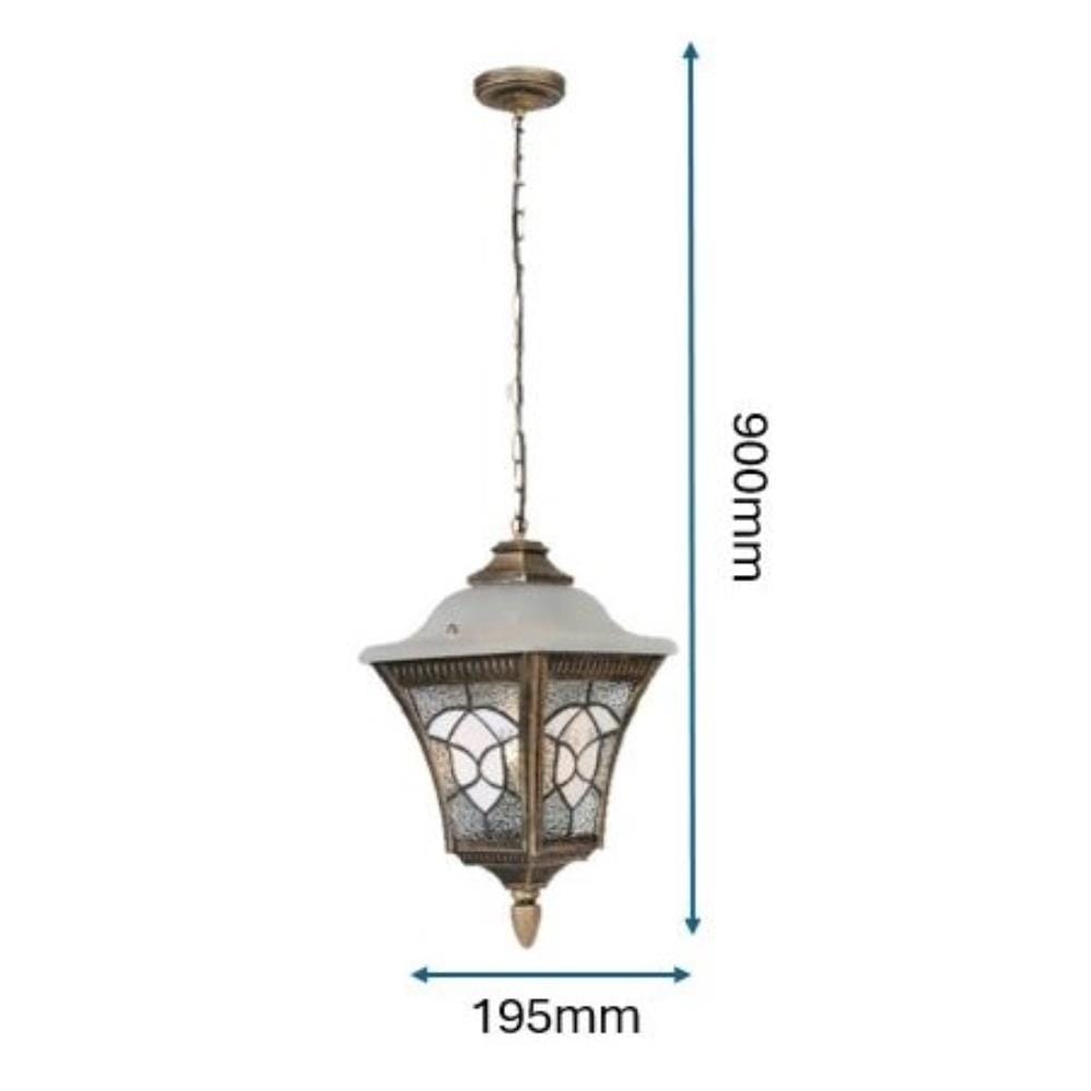 PRE-ORDER BRIGHT OBJECTIVES PENDANT OUTDOOR LAMP 8828/P 900MM E27 ANTIQUE BRASS