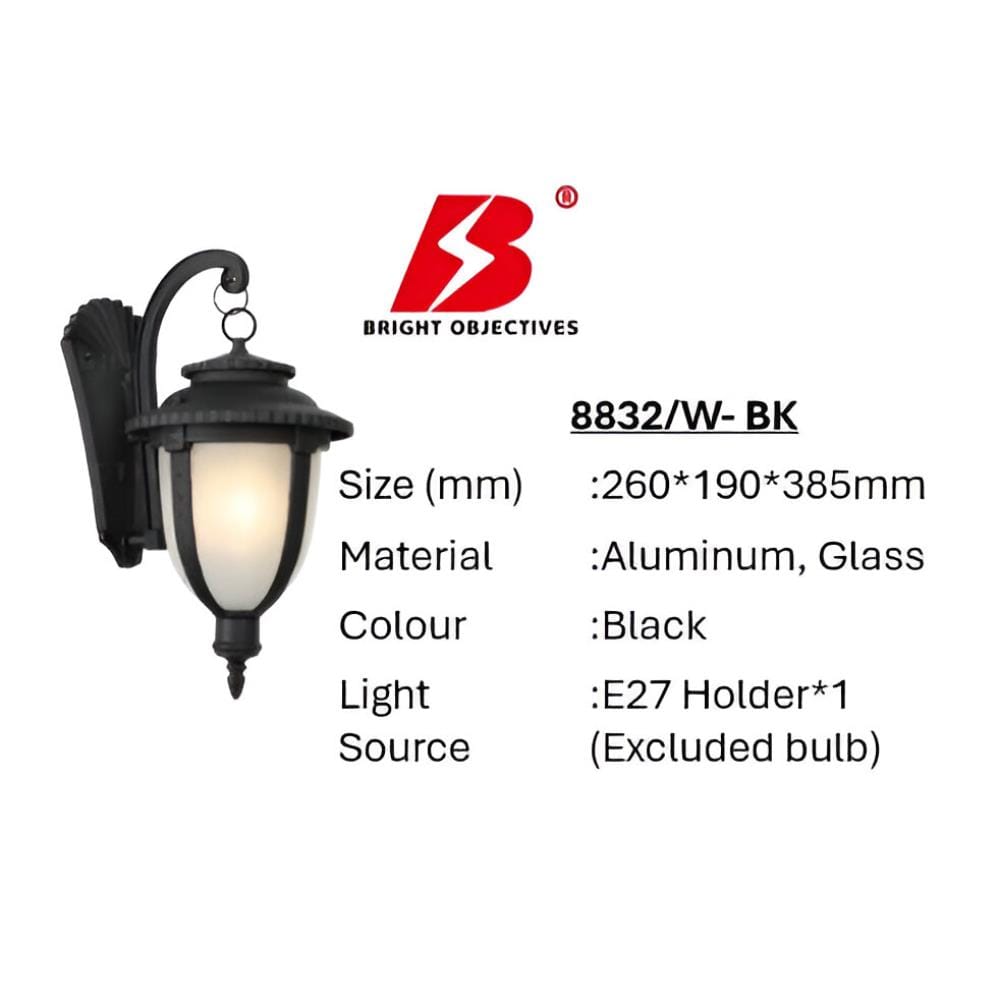 BRIGHT OBJECTIVES WALL OUTDOOR 8832/W 38.5CM E27 BLACK