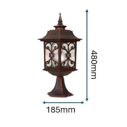 PRE-ORDER BRIGHT OBJECTIVES GATE LAMP 8835/S 480MM E27 RED ANTIQUE BRASS