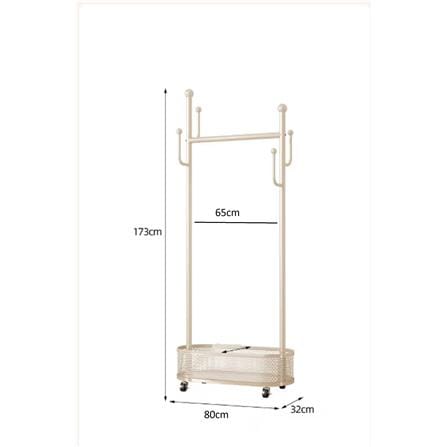 CLOTH RACK WITH BASKET SIMPLE 80CM WHITE 80X32X173CM
