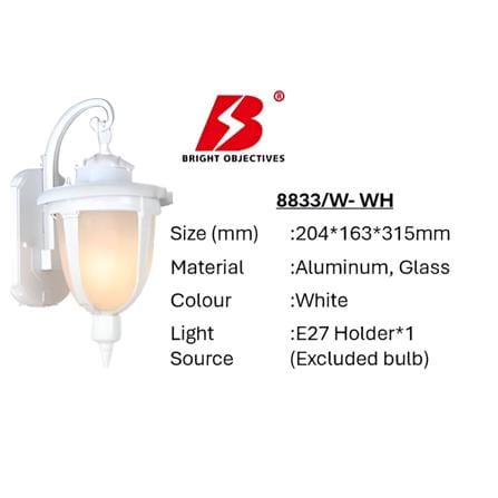 BRIGHT OBJECTIVES WALL OUTDOOR 8833/W 315MM E27 WHITE