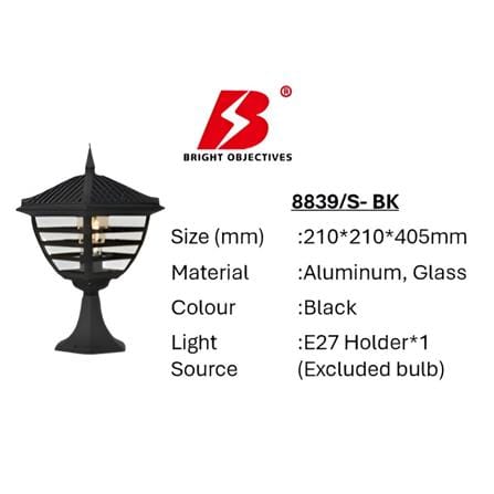 PRE-ORDER BRIGHT OBJECTIVES GATE LAMP 8839/S 405MM E27 BLACK