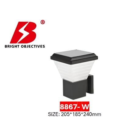 PRE-ORDER BRIGHT OBJECTIVES SOLAR LED WALL LAMP 8867/W 3C 2WATT 240MM