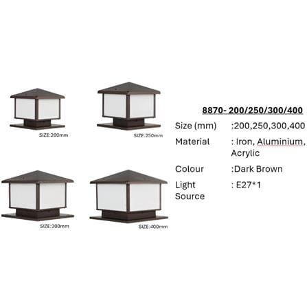 PRE-ORDER BRIGHT OBJECTIVES GATE LAMP 8870 200MM E27 DARK BROWN