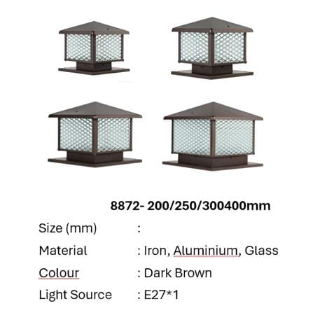 PRE-ORDER BRIGHT OBJECTIVES GATE LAMP 8872 200MM E27 DARK BROWN