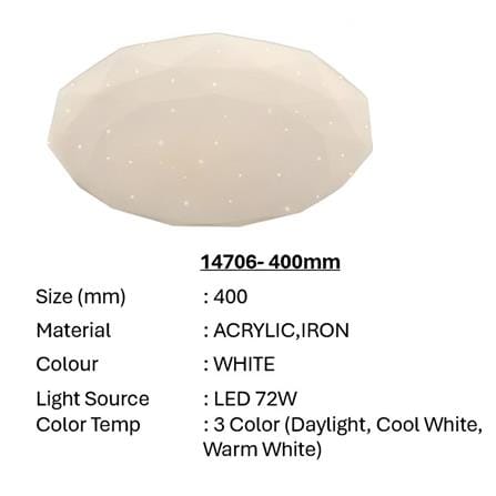 BRIGHT OBJECTIVES CEILING LAMP LED 14706-400 3C 72 WATT 40CM WHITE