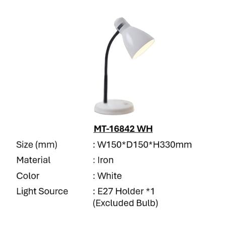 BRIGHT OBJECTIVES DESK LAMP MT-16842 WH E27 WHITE