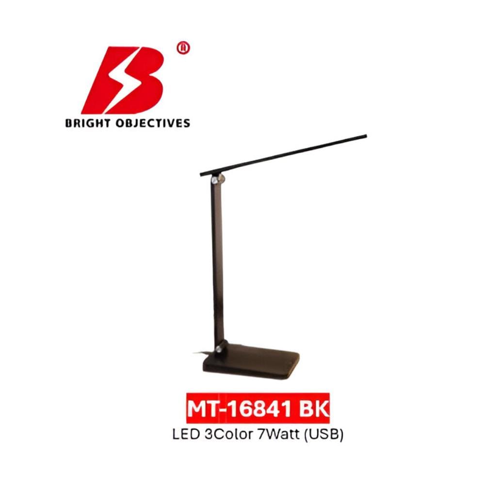 BRIGHT OBJECTIVES DESK LAMP MT-16841 BK 3C 7 WATT BLACK
