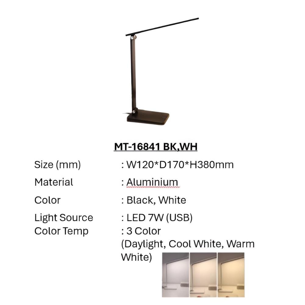 BRIGHT OBJECTIVES DESK LAMP MT-16841 BK 3C 7 WATT BLACK