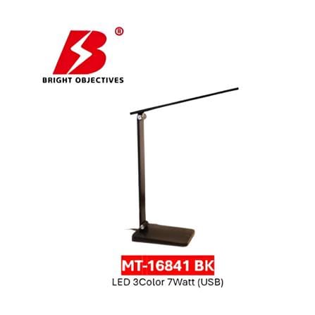 BRIGHT OBJECTIVES DESK LAMP MT-16841 BK 3C 7 WATT BLACK