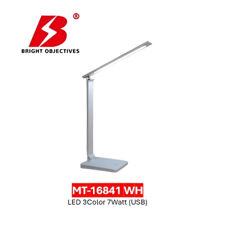 BRIGHT OBJECTIVES DESK LAMP MT-16841 WH 3C 7 WATT WHITE