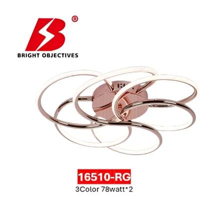 BRIGHT OBJECTIVES CEILING LAMP LED 16510-RG 3C 78 WATT x 2 ROSE GOLD WITH REMOTE CONTROL