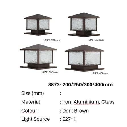 PRE-ORDER BRIGHT OBJECTIVES GATE LAMP 8873 200MM E27 DARK BROWN