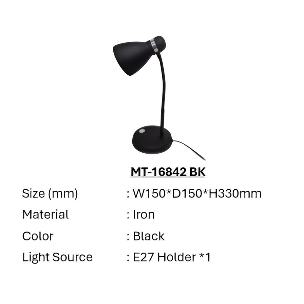 BRIGHT OBJECTIVES DESK LAMP MT-16842 BK E27 BLACK