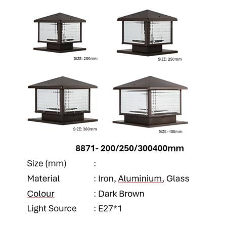 PRE-ORDER BRIGHT OBJECTIVES GATE LAMP 8871 250MM E27 DARK BROWN