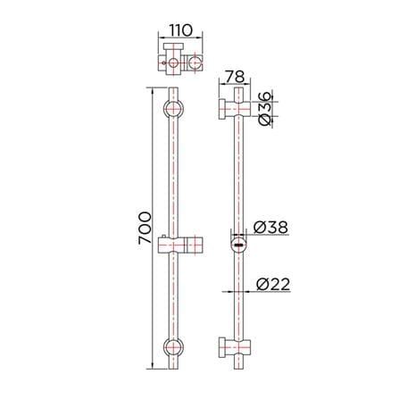 SLIDE BAR FOR HAND SHOWER KARAT FAUCET KS-01-730-50 CHROME [EXCLUSIVE FROM HOMEPRO THAILAND]