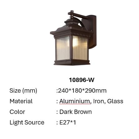 PRE-ORDER BRIGHT OBJECTIVES WALL OUTDOOR 10896/W 290MM E27 DARK BROWN