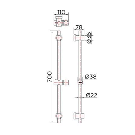SLIDE BAR FOR HAND SHOWER KARAT FAUCET KS-01-730-55 BLACK [EXCLUSIVE FROM HOMEPRO THAILAND]