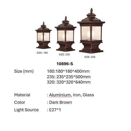 PRE-ORDER BRIGHT OBJECTIVES GATE LAMP 10896/S 240MM E27 DARK BROWN