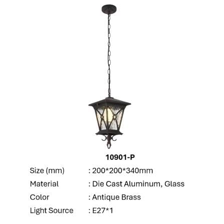 PRE-ORDER BRIGHT OBJECTIVES PENDANT OUTDOOR LAMP 10901/P 340MM E27 ANTIQUE BRASS