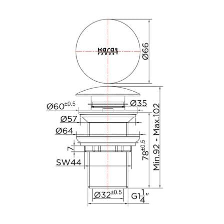 PUSH BUTTON BASIN WASTE KARAT FAUCET KA-03-253-50 [EXCLUSIVE FROM HOMEPRO THAILAND]