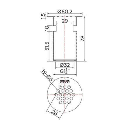 FLAT GRID BASIN WASTE KARAT FAUCET KA-26-277-50 [EXCLUSIVE FROM HOMEPRO THAILAND]