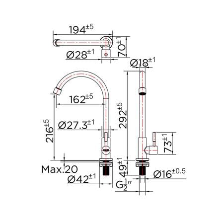 SINK FAUCET KARAT FAUCET KF-79-511-63 STAINLESS STEEL [EXCLUSIVE FROM HOMEPRO THAILAND]