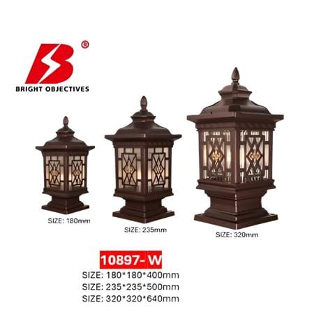 PRE-ORDER BRIGHT OBJECTIVES GATE LAMP 10897/S 320MM E27 GOLD BROWN