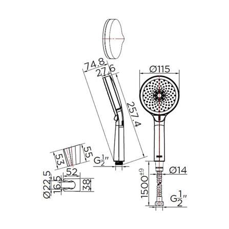 HAND SHOWER SET 3-FUNCTION KARAT FAUCET KS-44-233-50 CHROME [EXCLUSIVE FROM HOMEPRO THAILAND]