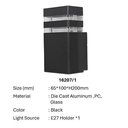 PRE-ORDER BRIGHT OBJECTIVES WALL OUTDOOR 16207/1 E27 340MM BLACK