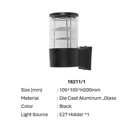 BRIGHT OBJECTIVES WALL OUTDOOR 16211/1 E27 20CM BLACK