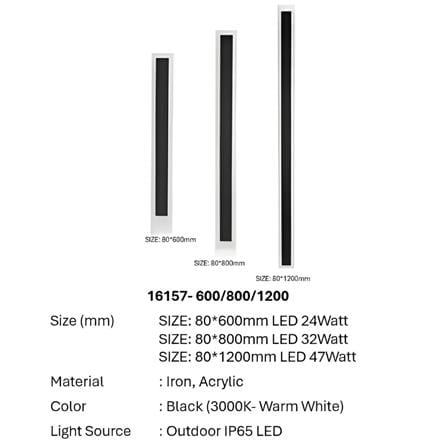 BRIGHT OBJECTIVES WALL OUTDOOR LED 16157 32WATT 800MM BLACK