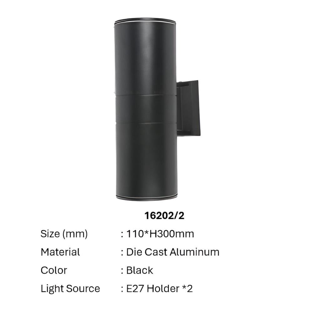 PRE-ORDER BRIGHT OBJECTIVES WALL OUTDOOR 16202/2 E27 300MM BLACK