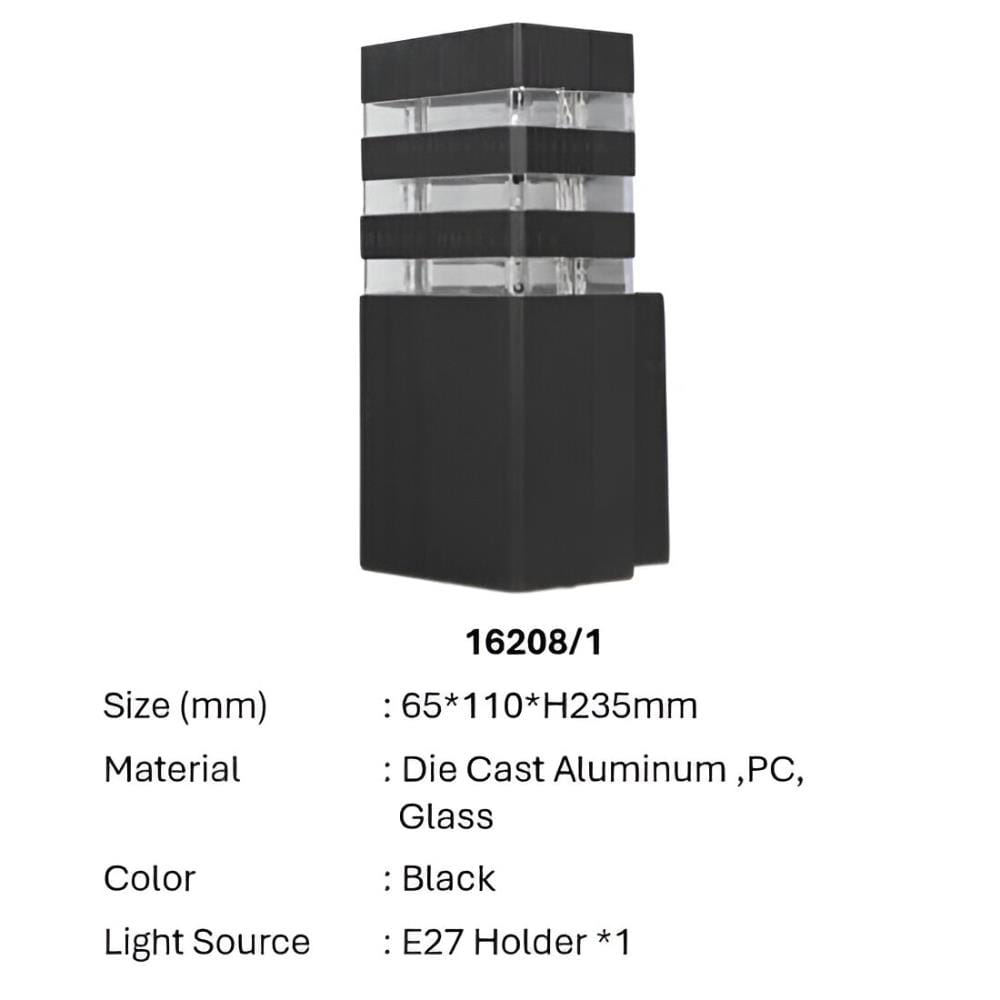 PRE-ORDER BRIGHT OBJECTIVES WALL OUTDOOR 16208/1 E27 235MM BLACK