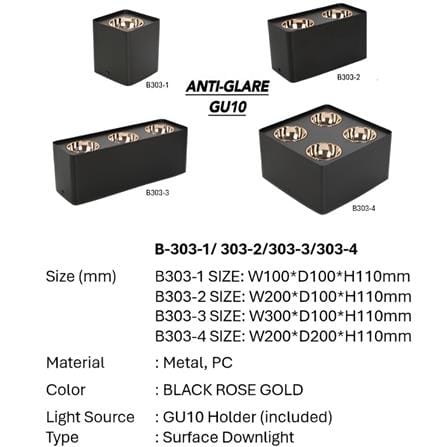 PRE-ORDER BRIGHT OBJECTIVES SURFACE EYEBALL B303-4 GU10 BLACK ROSE GOLD